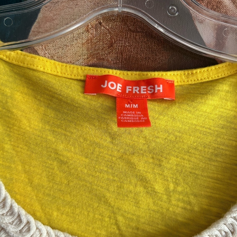 Joe Fresh Yellow Crochet Tank Top Women’s M Boho Sleeveless Summer Blouse - Picture 6 of 16